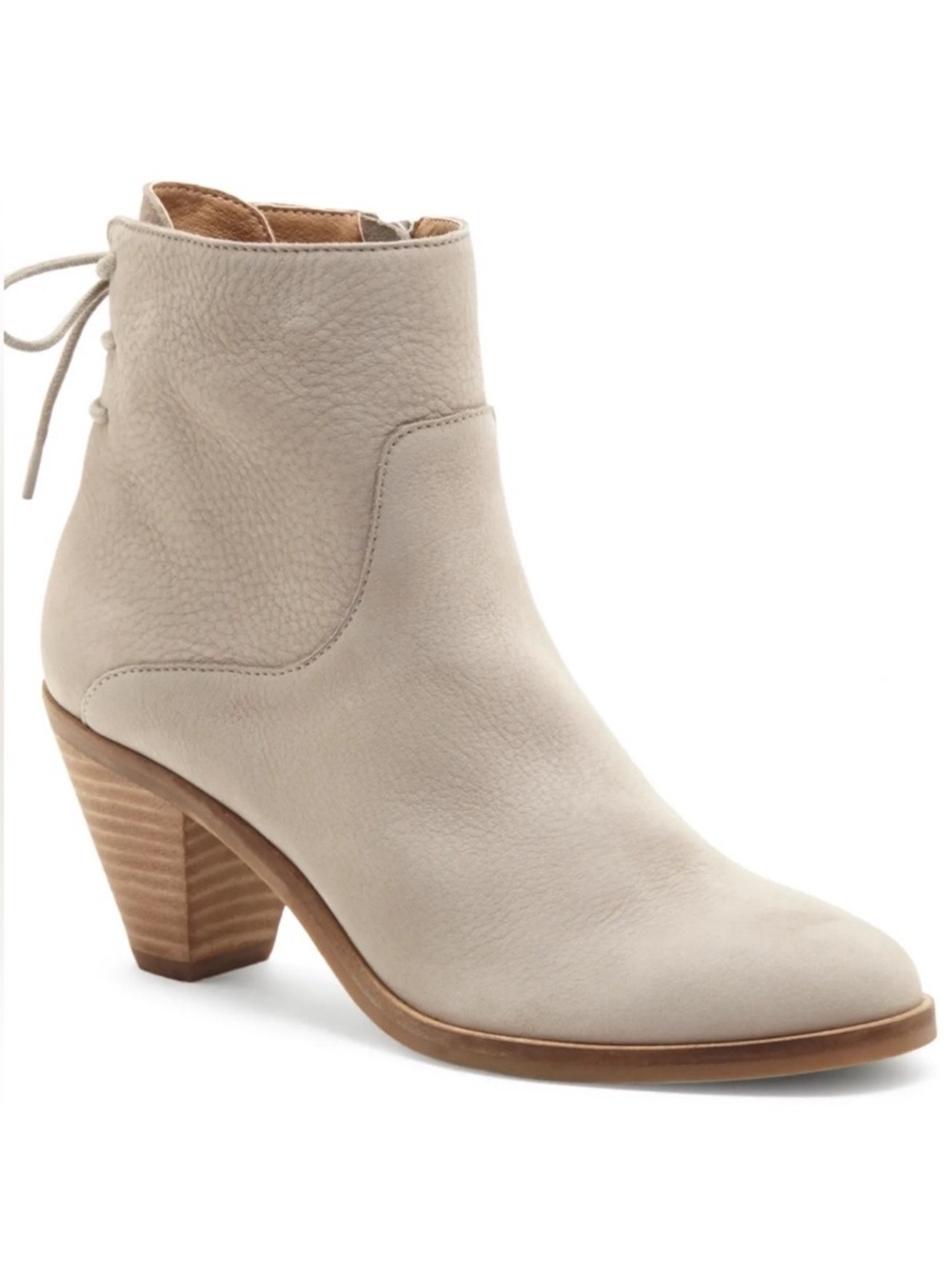 Lucky Brand Jalie Taupe Leather Lace-Up Ankle Booties Size 8.5